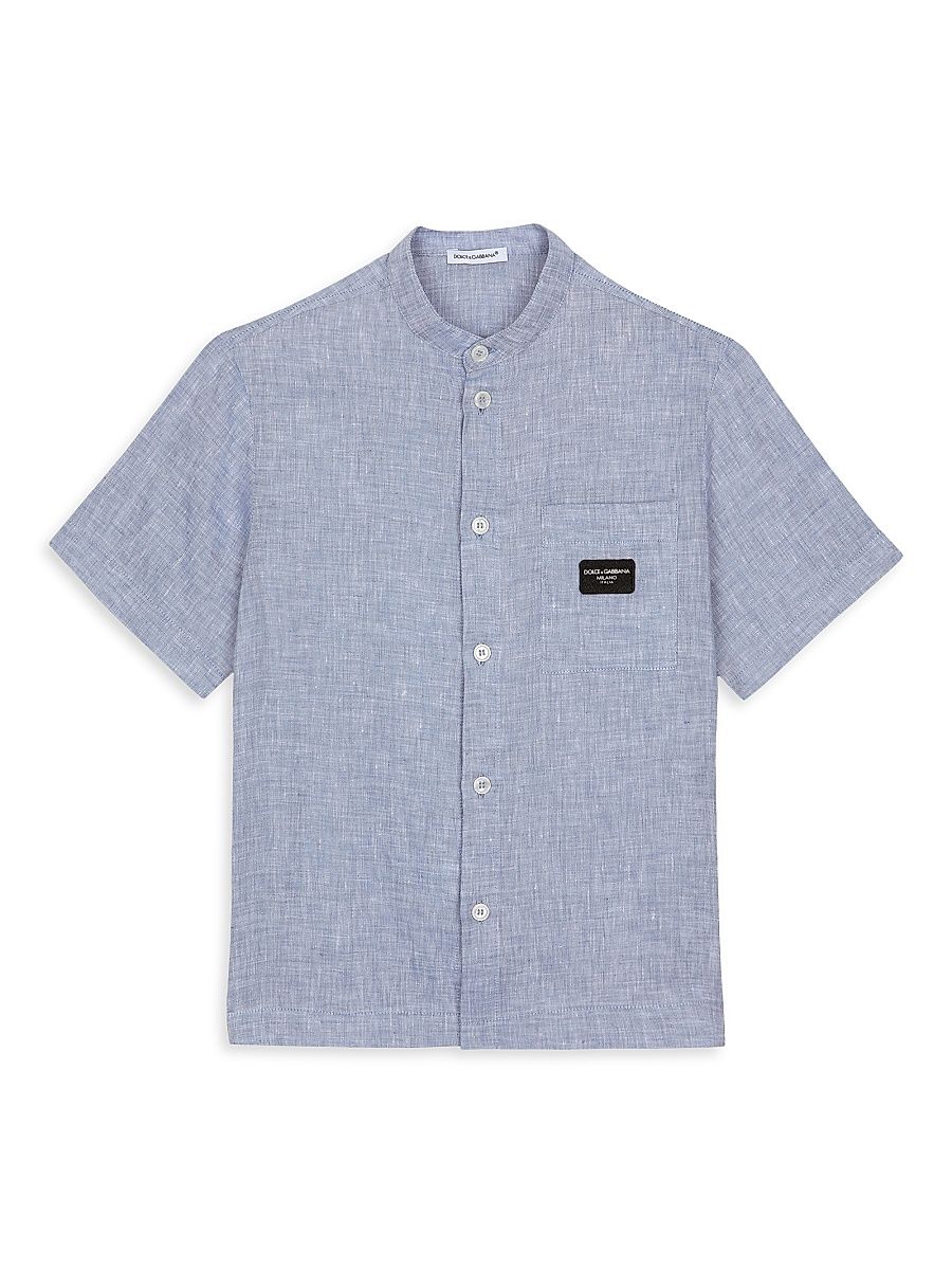 Little Boy's & Boy's Linen Short-Sleeve Shirt - Blue - Size 12