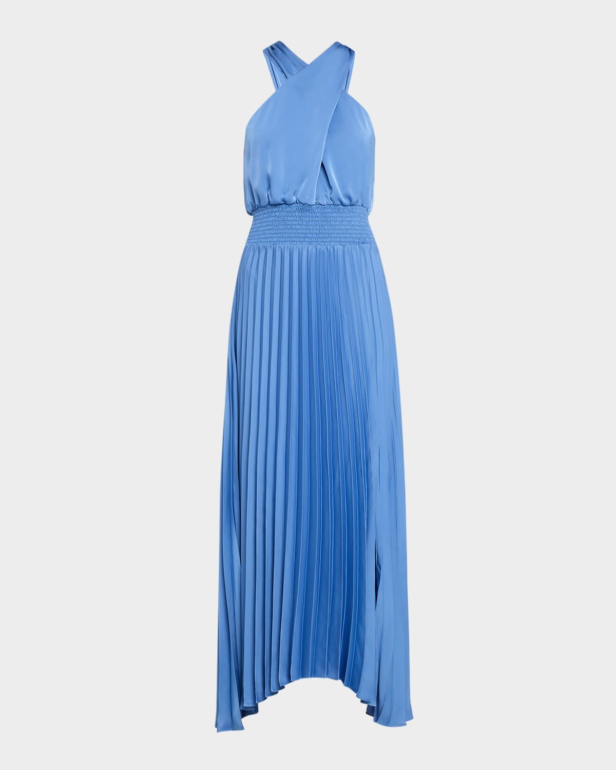Arina Pleated Halter Midi Dress