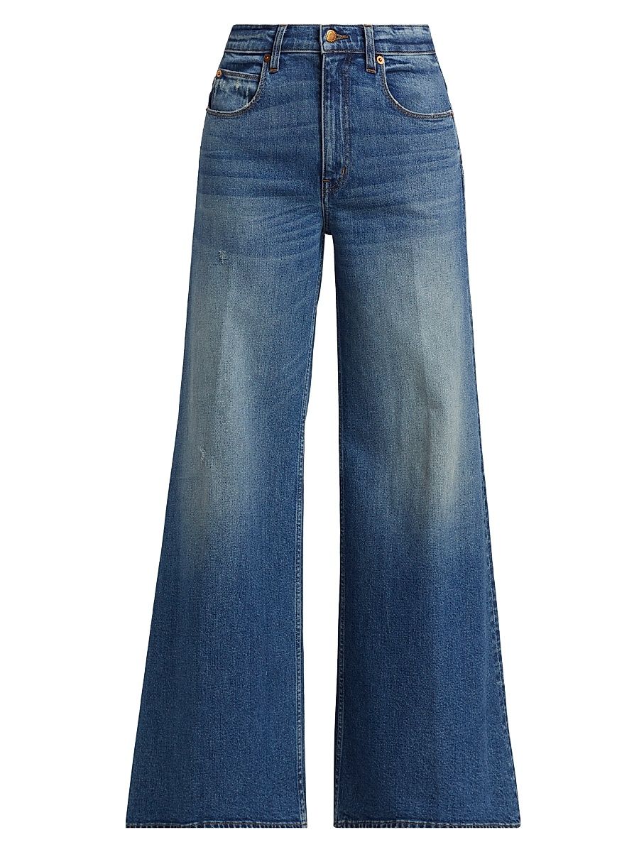Women's Palazzo Mid-Rise Wide-Leg Jeans - Bright Indigo - Size 30