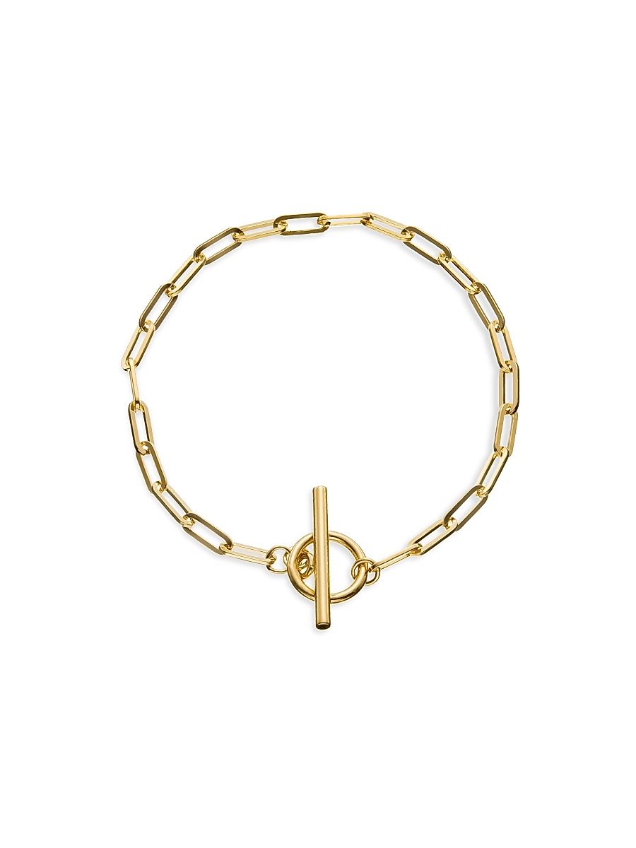 Women's Love Link 14K-Yellow-Gold Vermeil Paper Clip Chain Bracelet - Yellow Gold