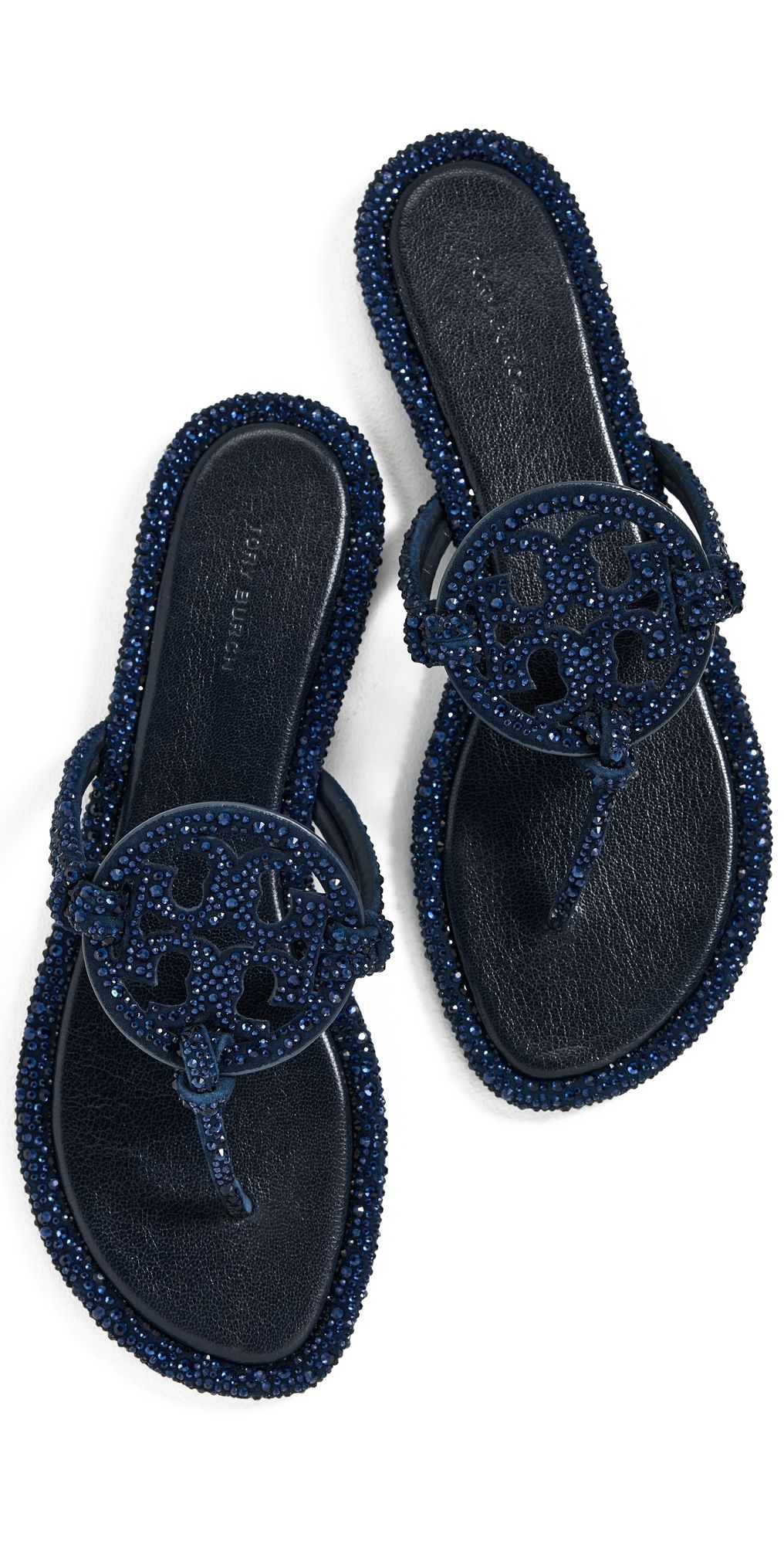 Tory Burch Miller Knotted Crystal Sandals New Navy 6