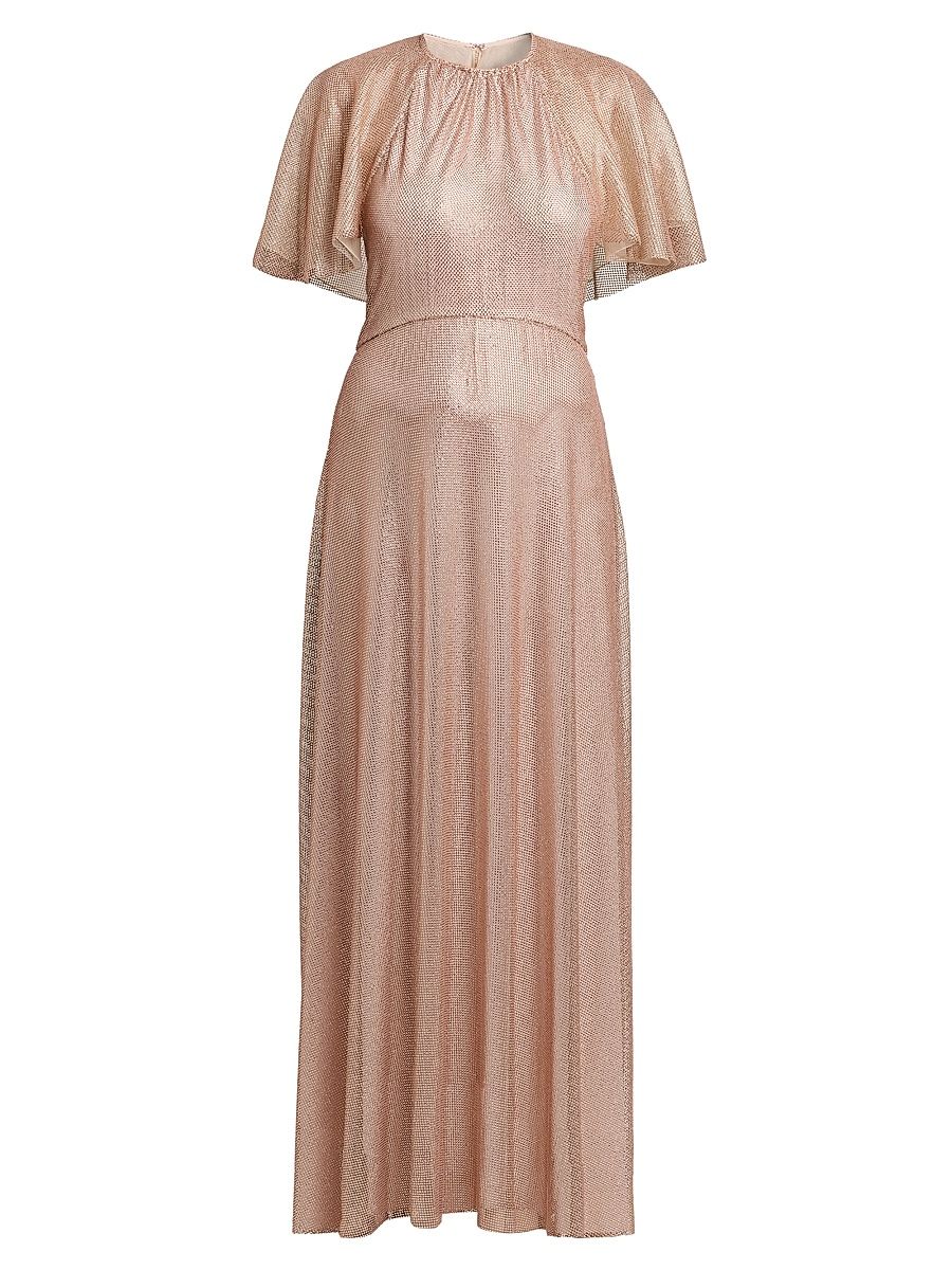 Women's Metallic Mesh A-line Gown - Multi Pink - Size 0