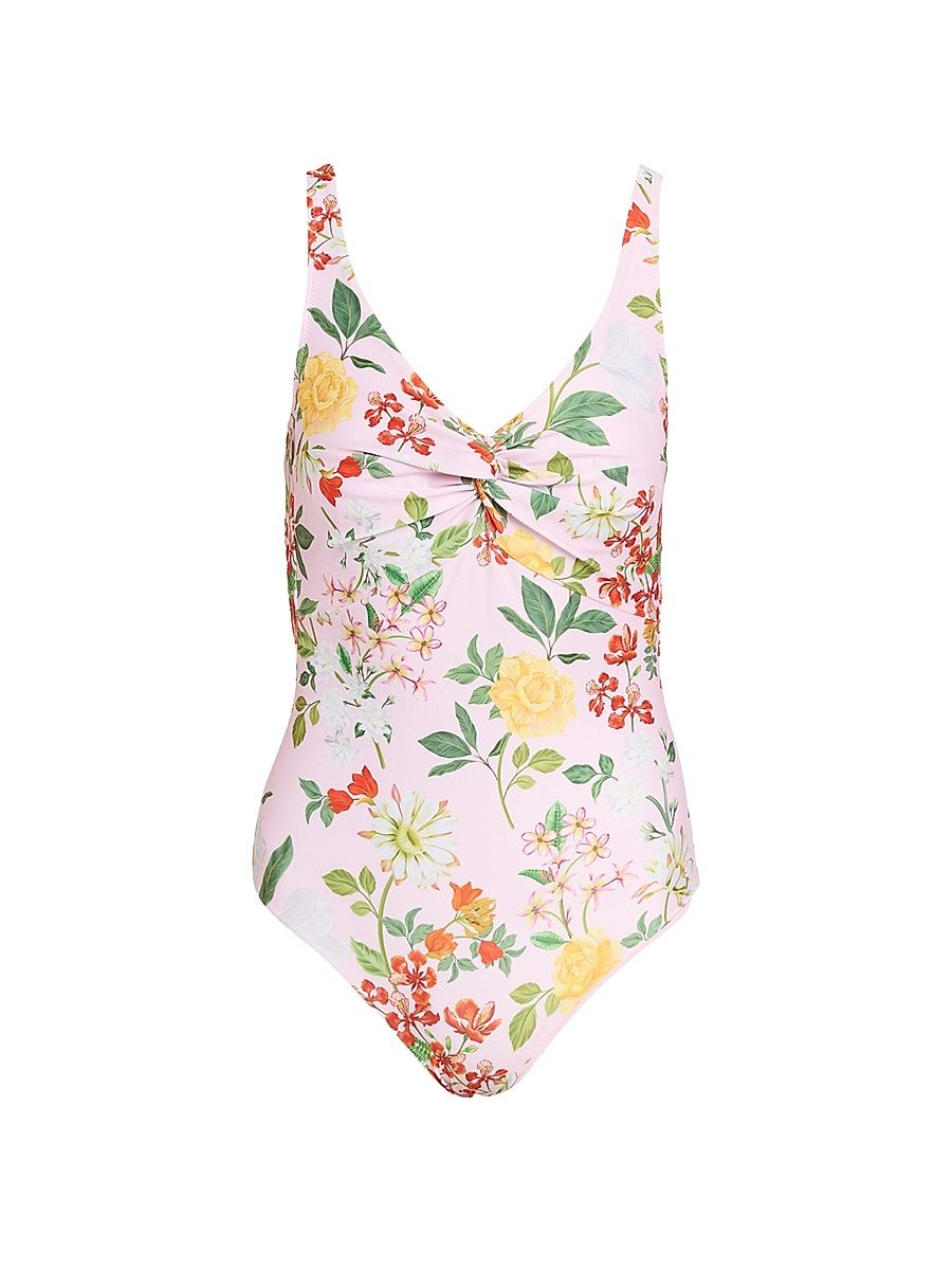 Women's Ammama Twisted Drape One-Piece Swimsuit - Blush Multi Floral - Size XL