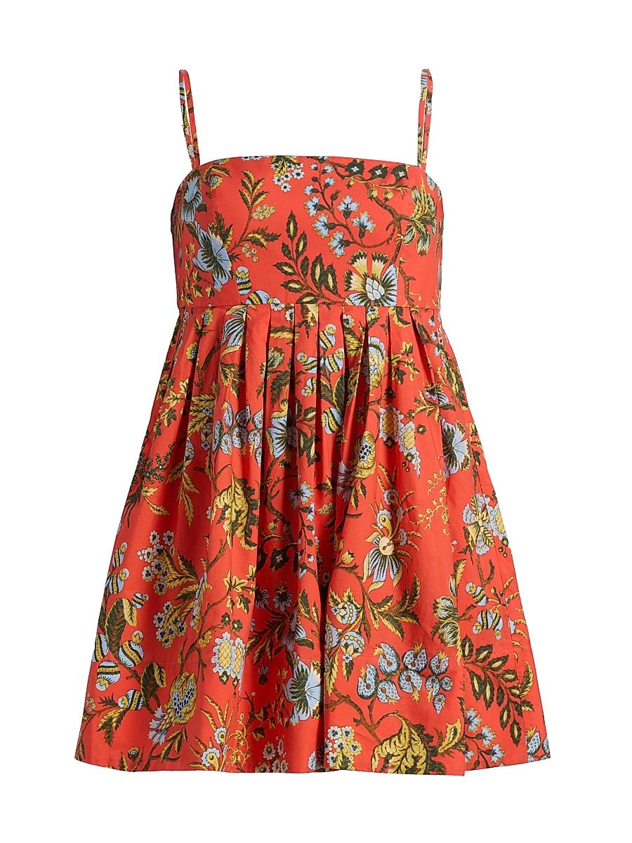 Women's Leo Floral Cotton Minidress - Clover Orange - Size XL