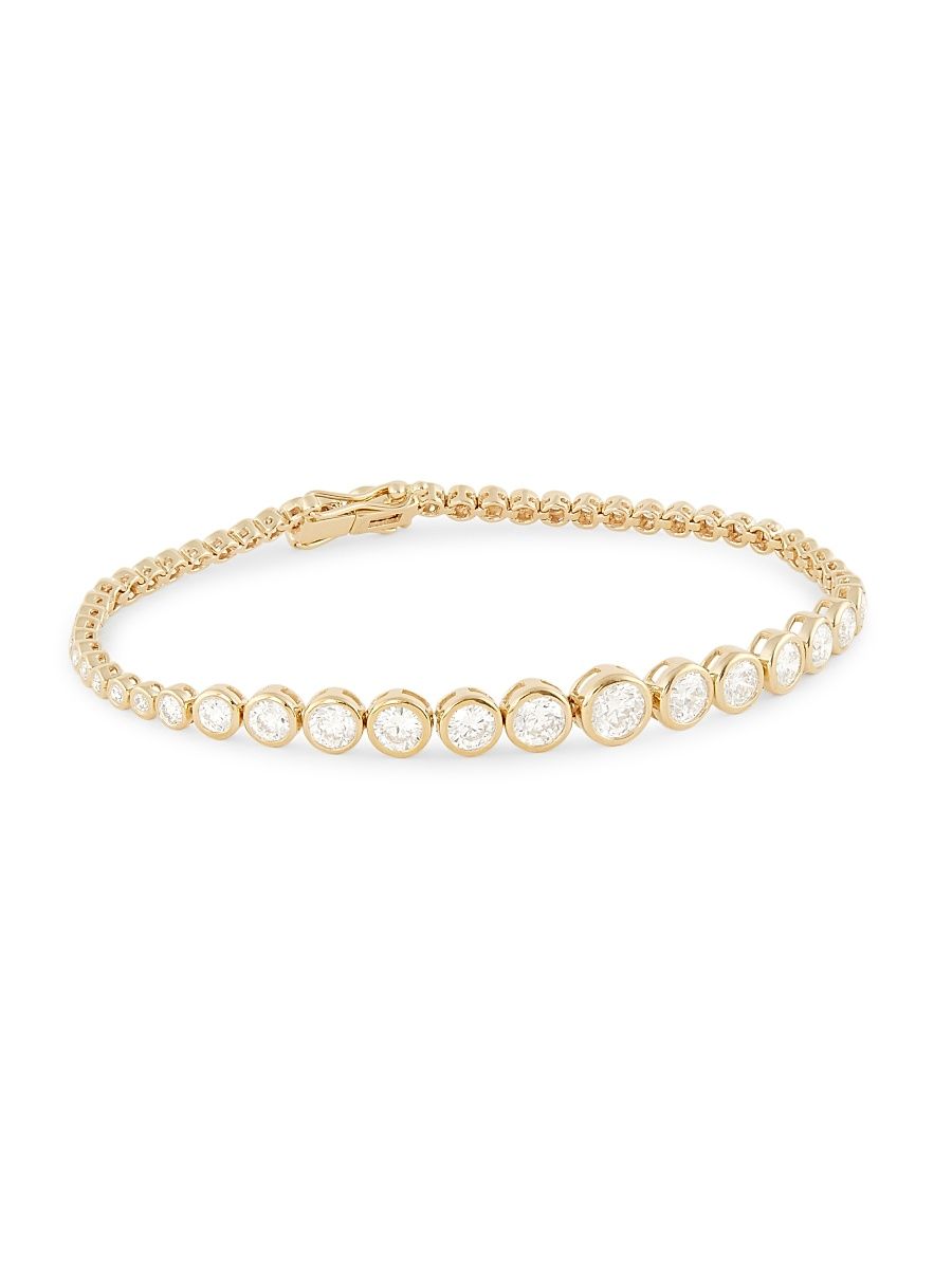 Women's 14K Yellow Gold & 3.76 TCW Bezel-Set Diamond Tennis Bracelet - Yellow Gold