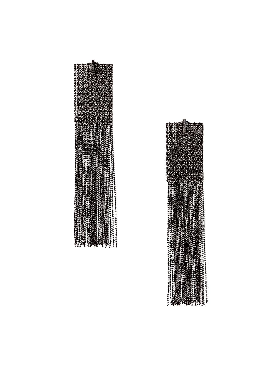 Women's Frayed Earrings in Sterling Silver - Lignite