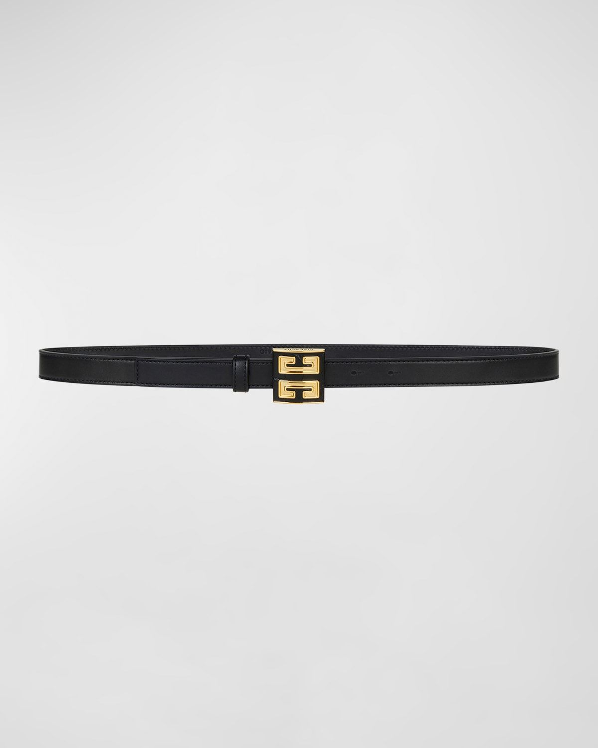 4G Leather & Brass Skinny Belt