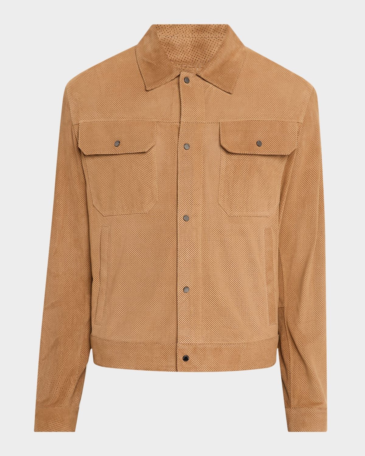 Men & apos;s Perforated Suede Trucker Jacket