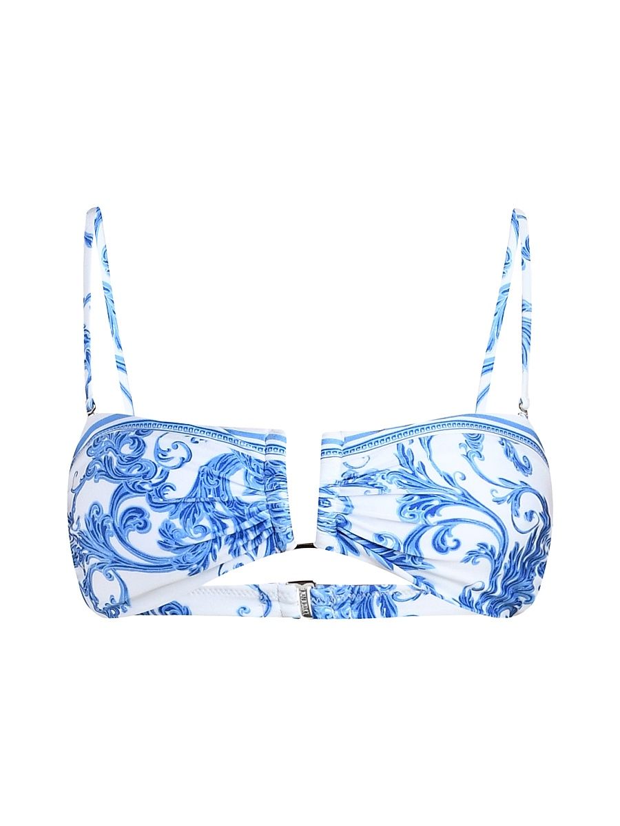 Women's Baroque Krysta Printed Bandeau Bikini Top - Blue - Size XL