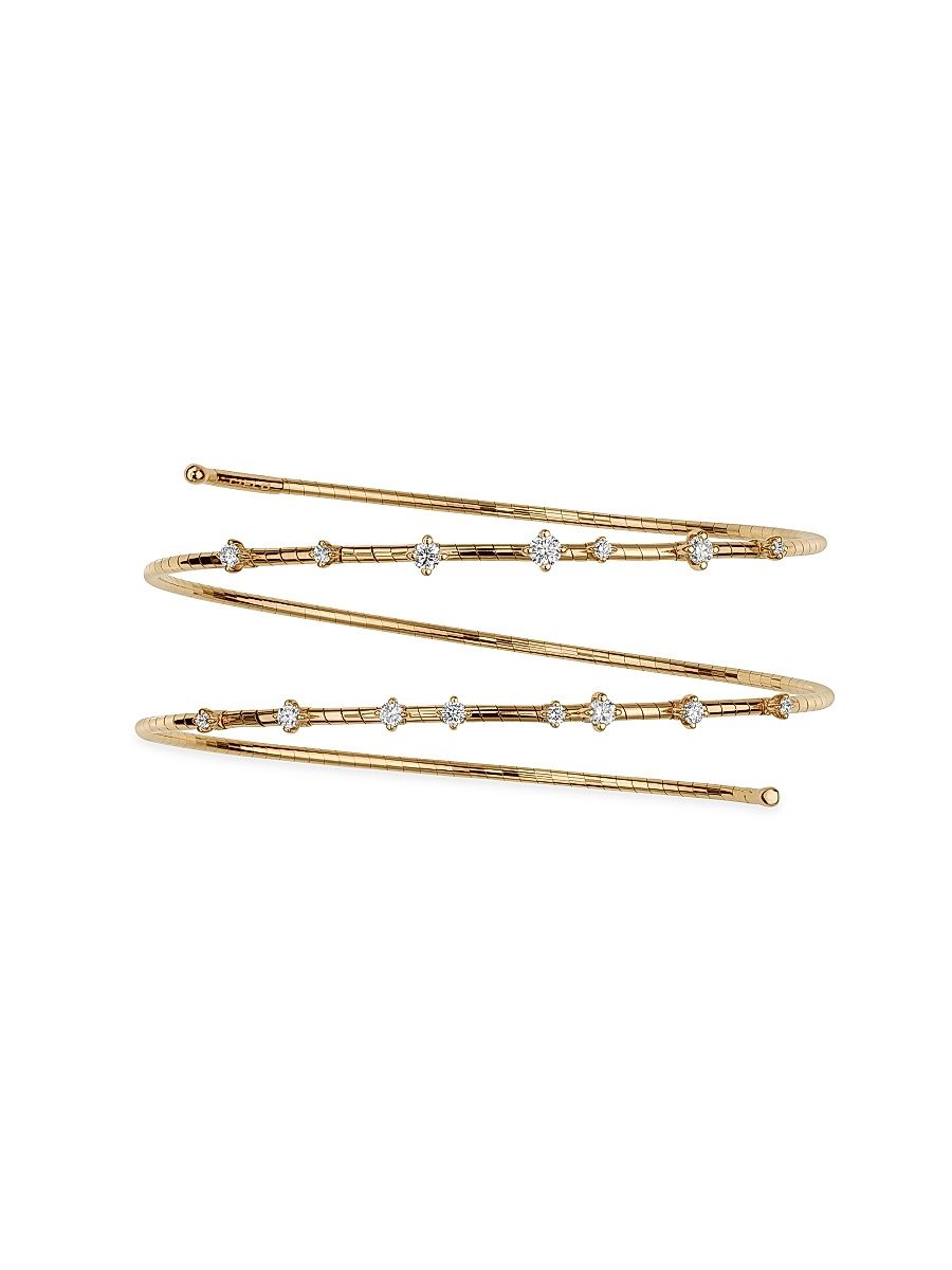 Women's Rugiada Diamanti 18K Yellow Gold, Titanium, & Diamond Wrap Bracelet - Yellow Gold