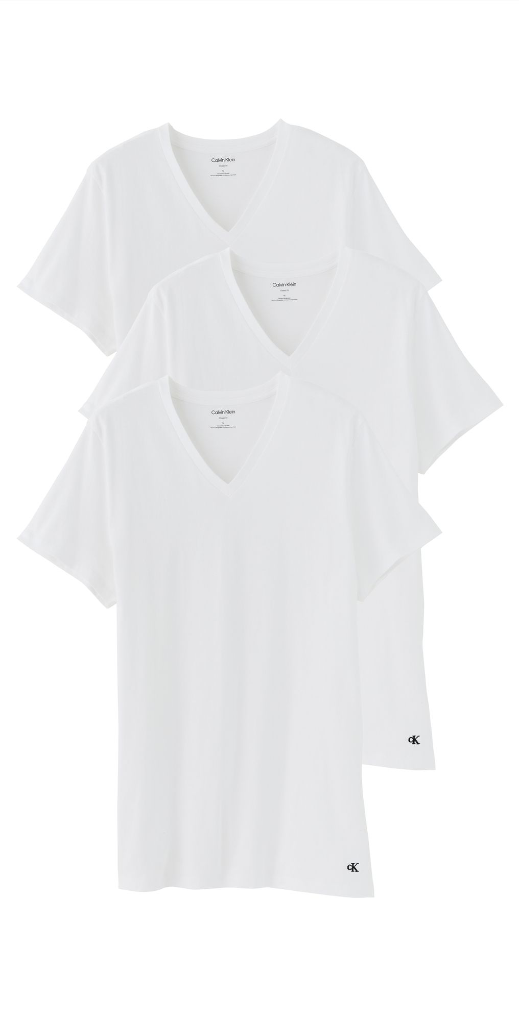 Calvin Klein Underwear Cotton Classic 3-Pack V Neck T-Shirt White S