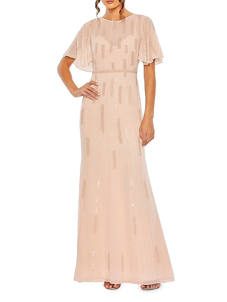Women's Beaded & Sequined Gown - Rose - Size 6