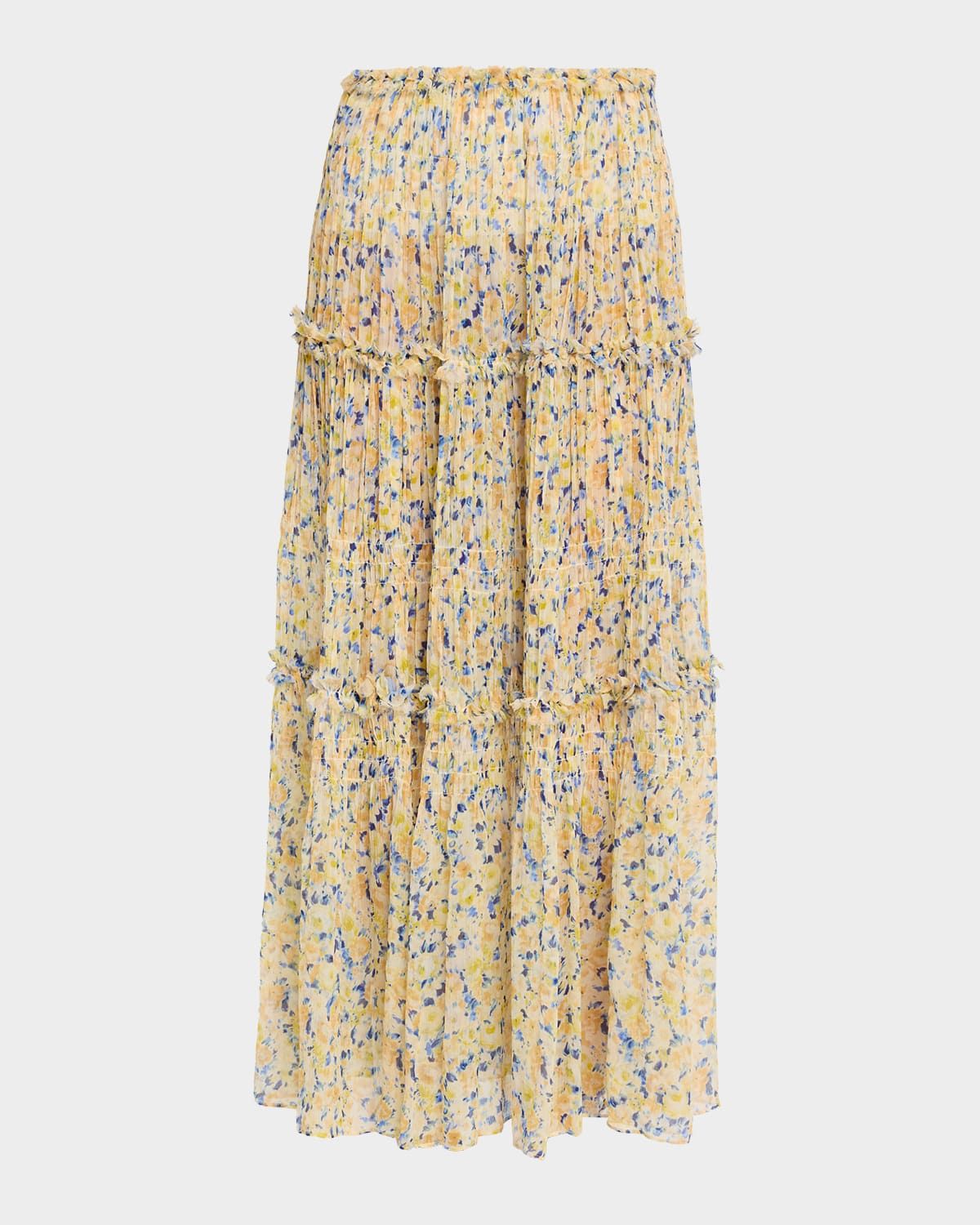 Virginie Floral Silk Chiffon Midi Skirt