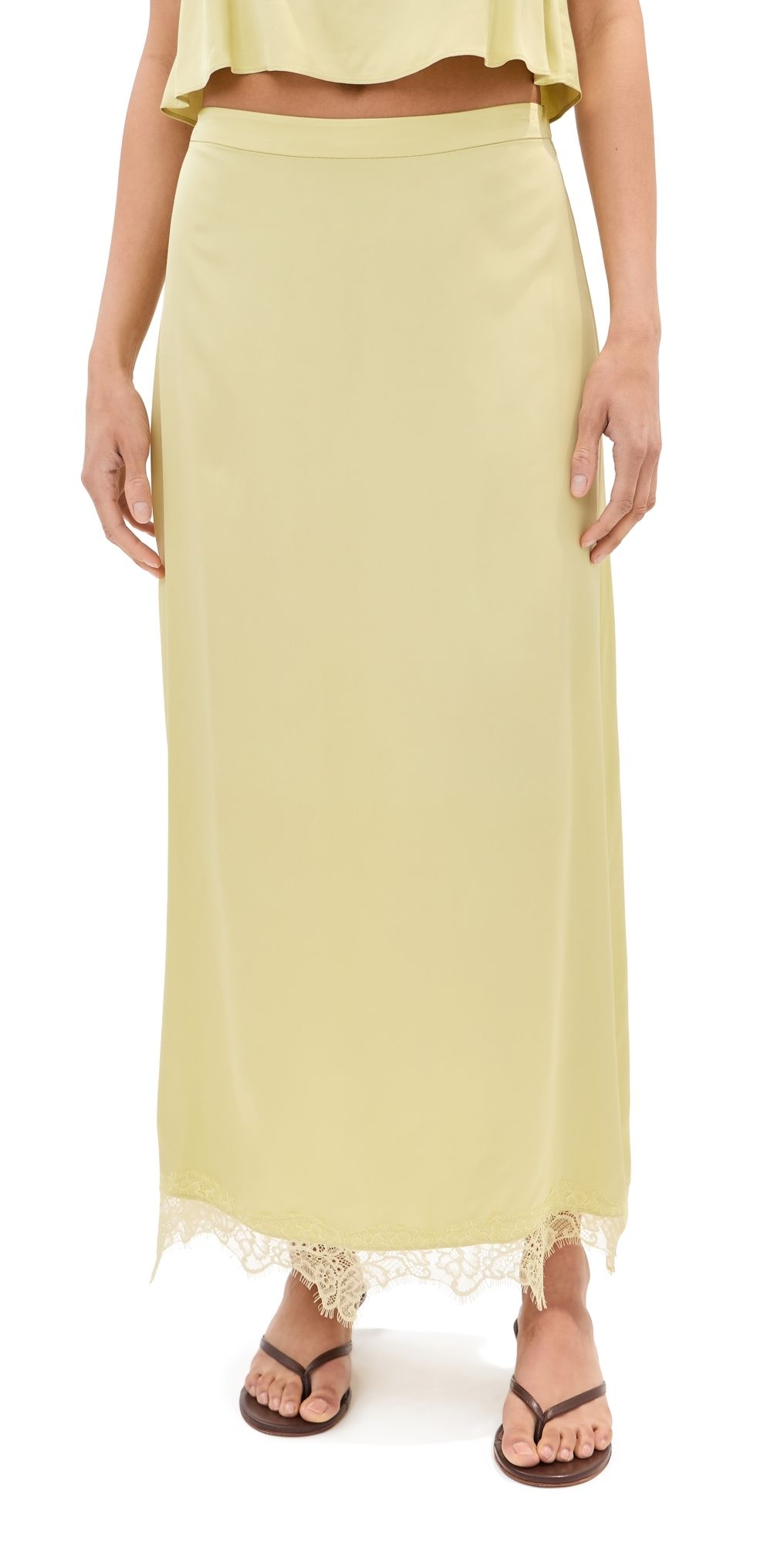 LE BOP Marion Satin Skirt Honeydew S