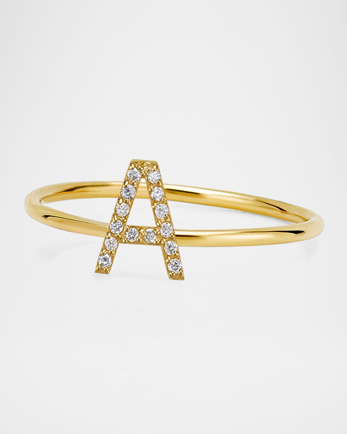 Amelia 14k Gold Diamond Stackable Initial Ring