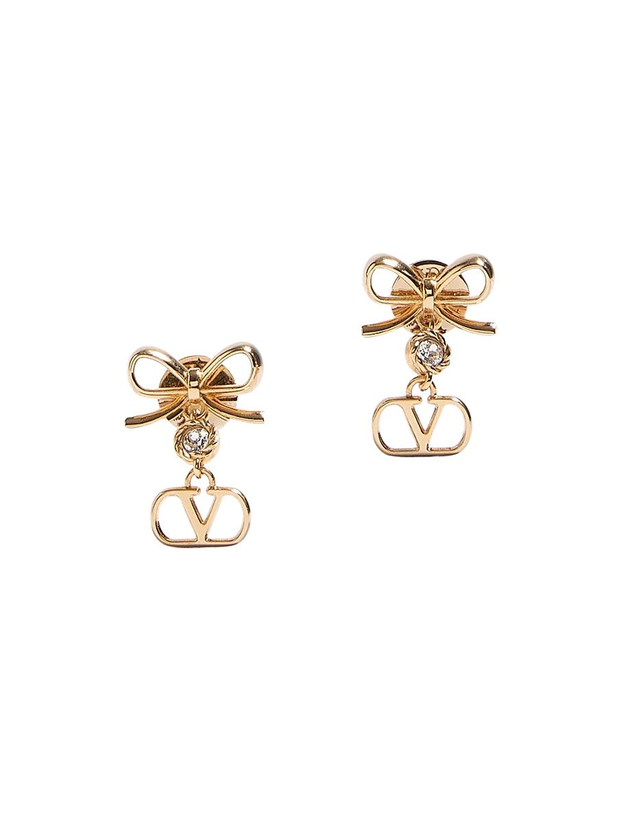Women's VLogo Signature Earrings in Metal and Swarovski Crystals - Gold Crystal