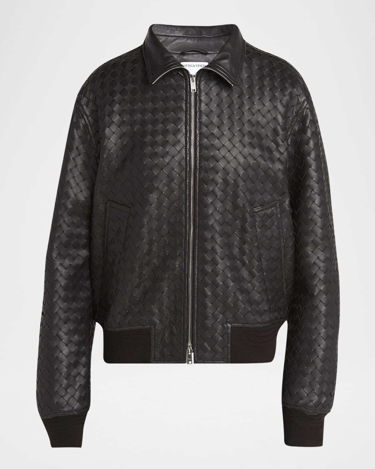 Intrecciato Leather Zipped Jacket