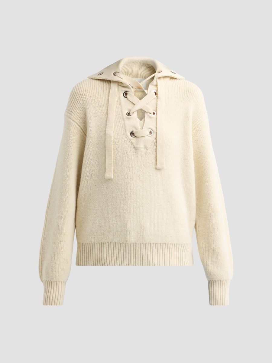 Isabel Marant Women's Ydalia Lace-Up Sweater - Ecru - Size 10