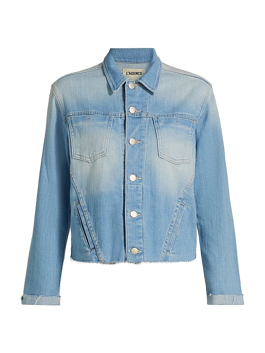 Women's Janelle Slim-Fit Raw-Edge Denim Jacket - Essex - Size Medium