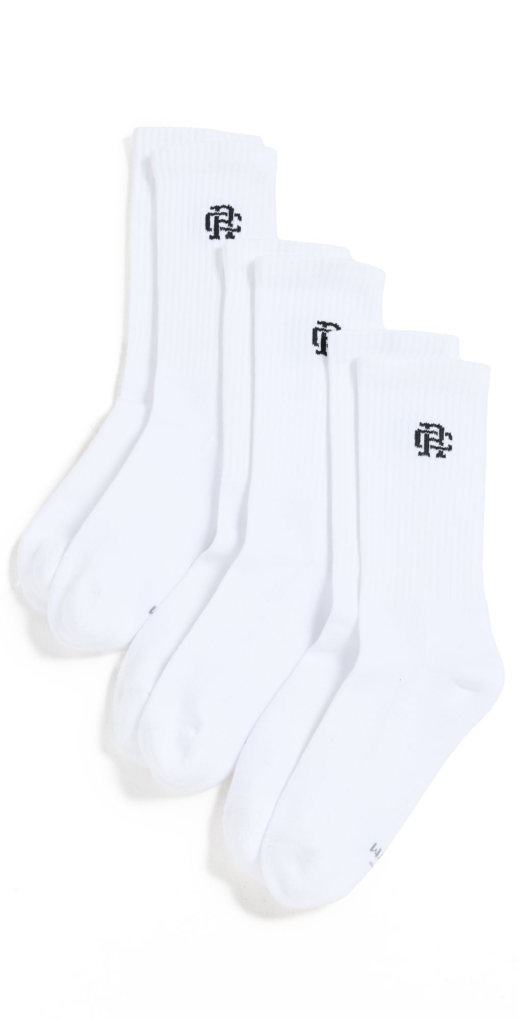 Reigning Champ 3 Pack Classic Crew Socks White S/M