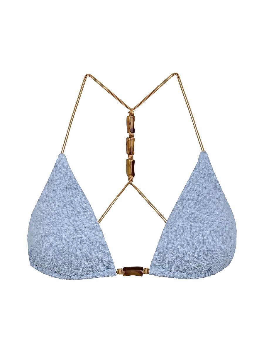 Women's Firenze Lesley Bead-Accent Bikini Top - Blue - Size XL