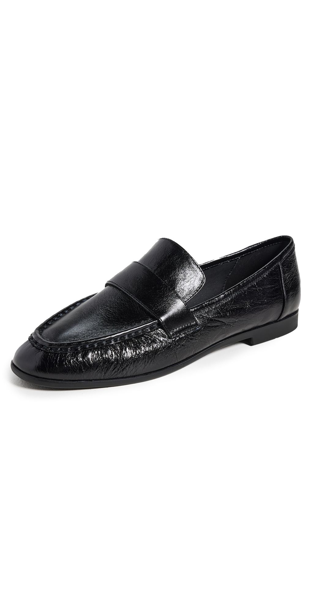 Black Suede Studio Arrow Loafers Black Crinkle Leather 37