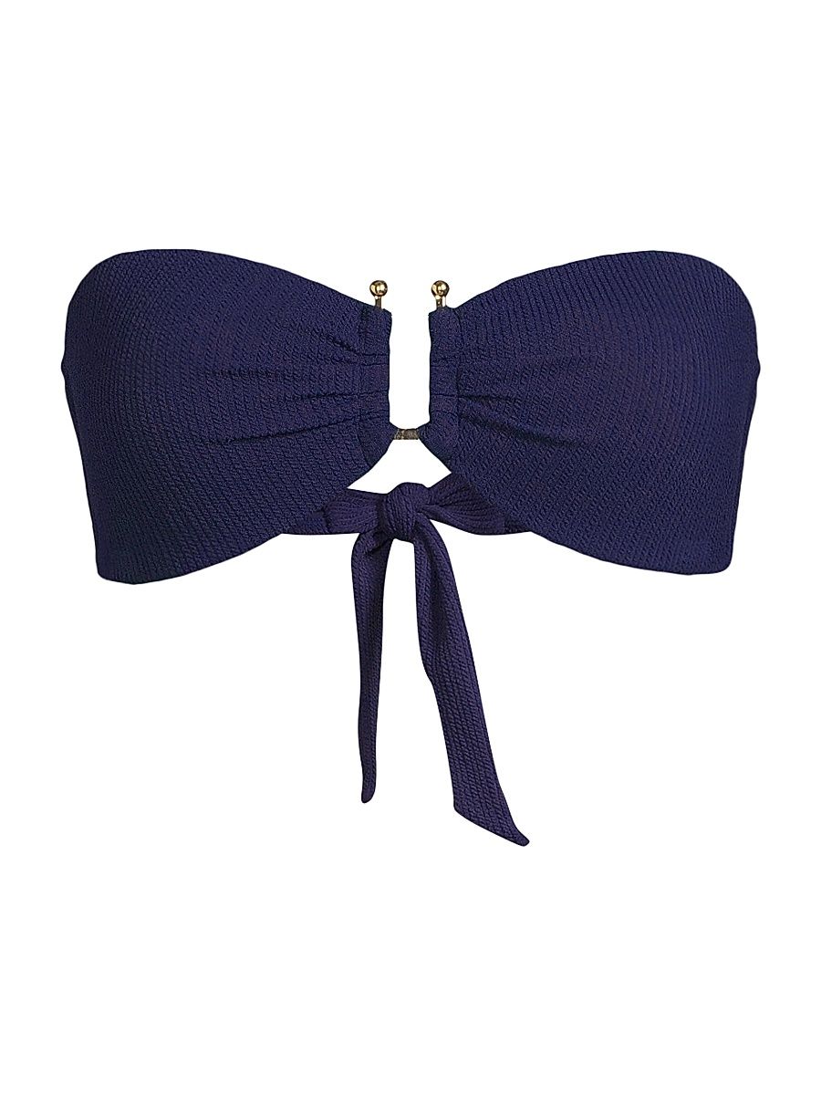 Women's Gina Textured Bikini Top - Navy Texture - Size Large