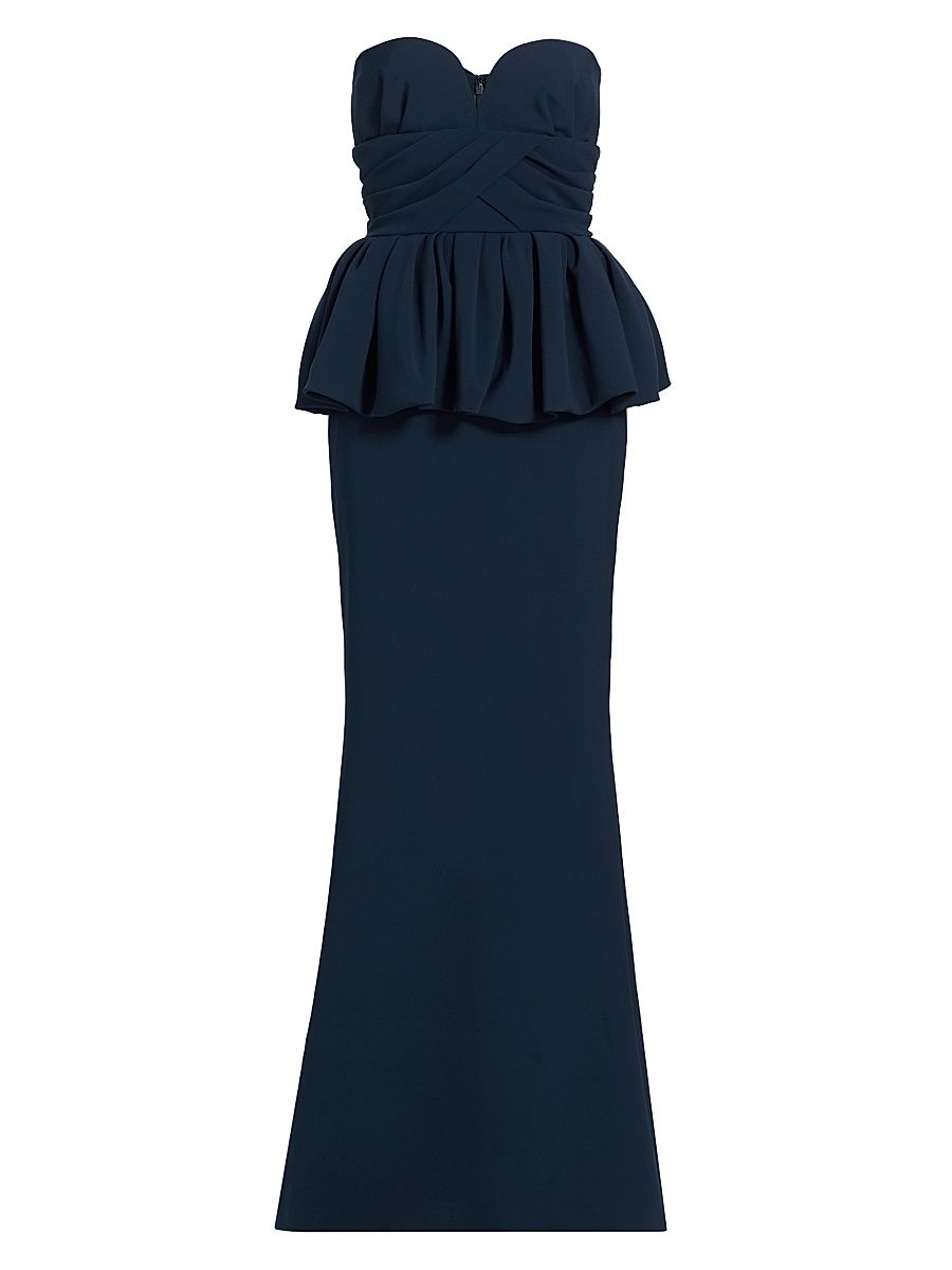 Women's Luna Strapless Peplum Gown - Navy Blue - Size 6
