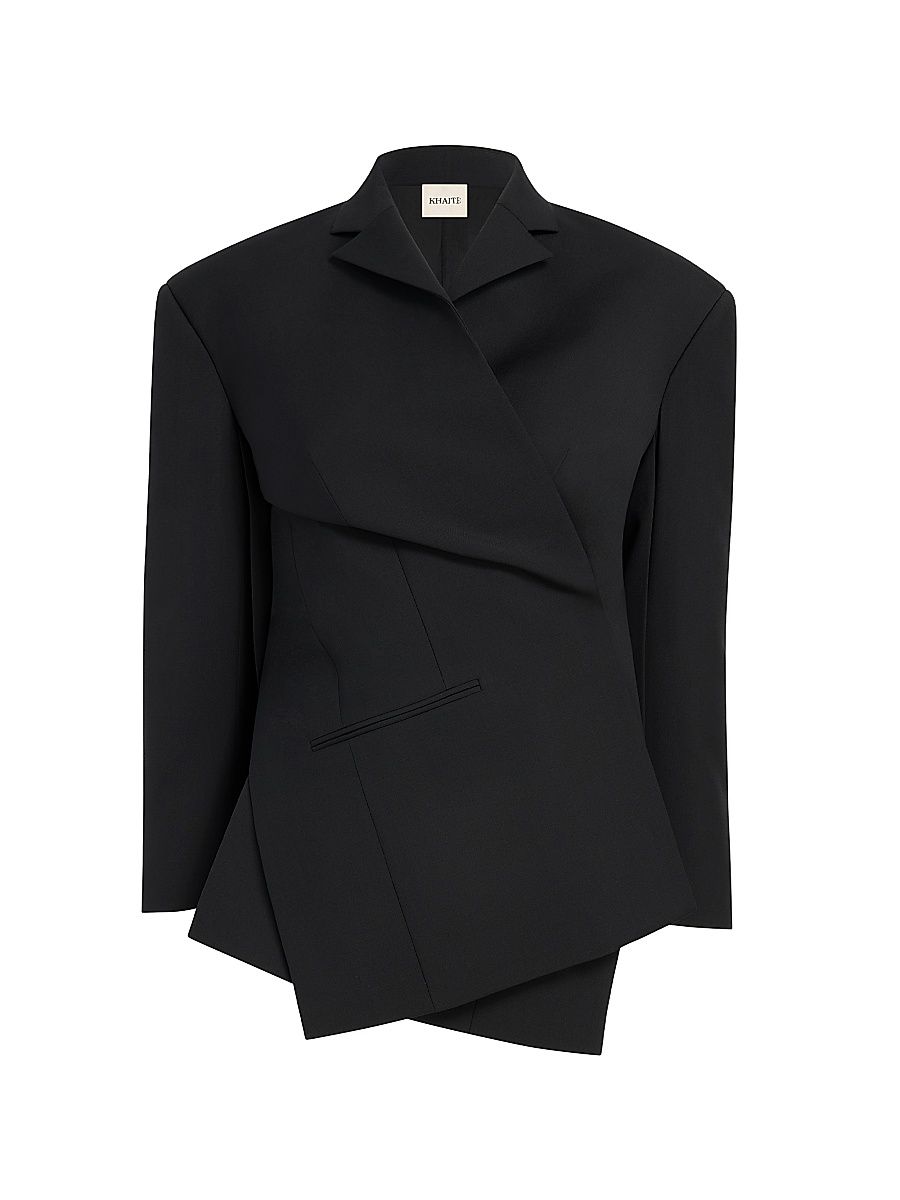 Women's Palto Wool-Silk Asymmetric Jacket - Black - Size 12