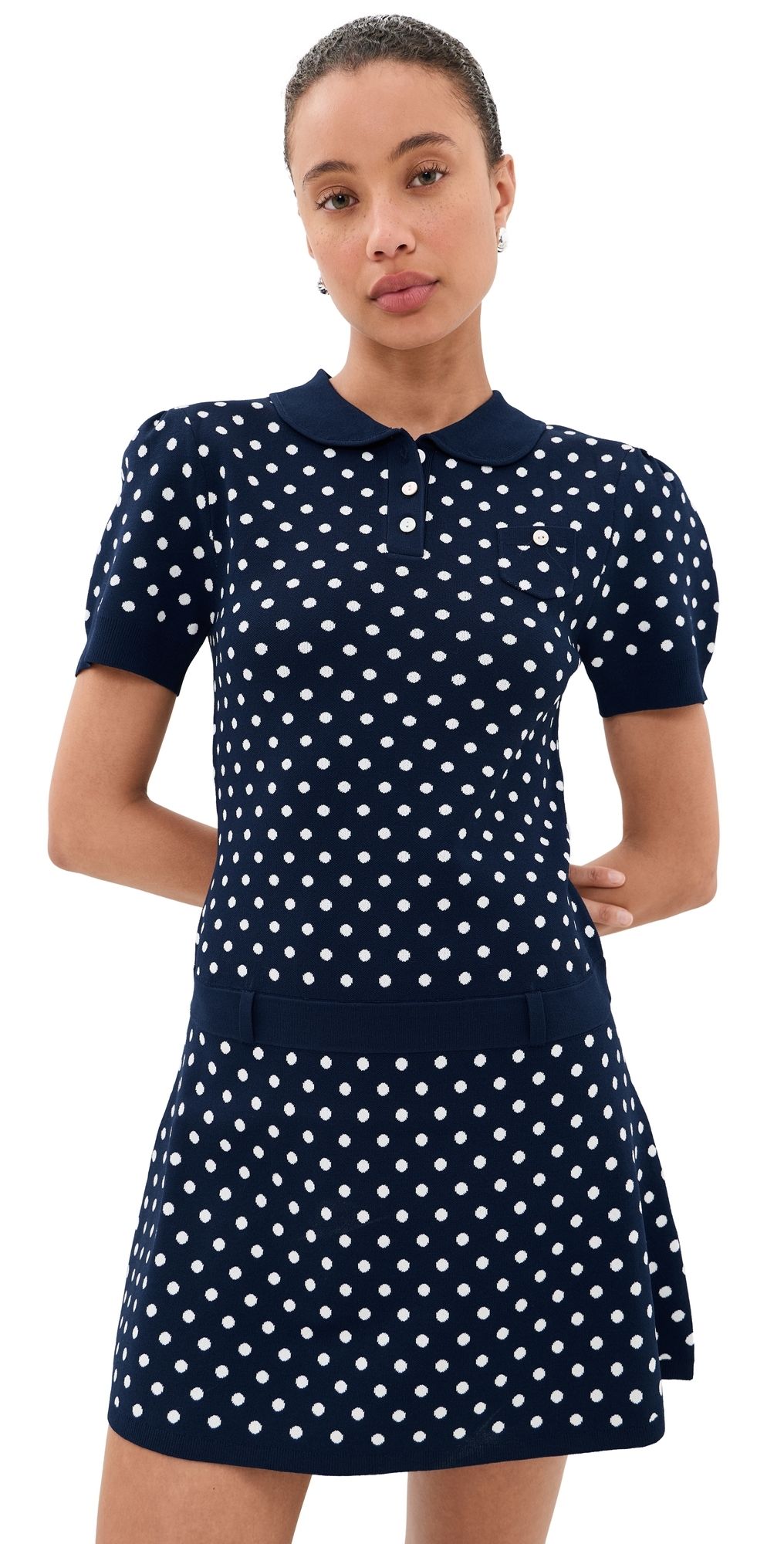 Sandy Liang Tumi Sweater Dress Navy Multi M