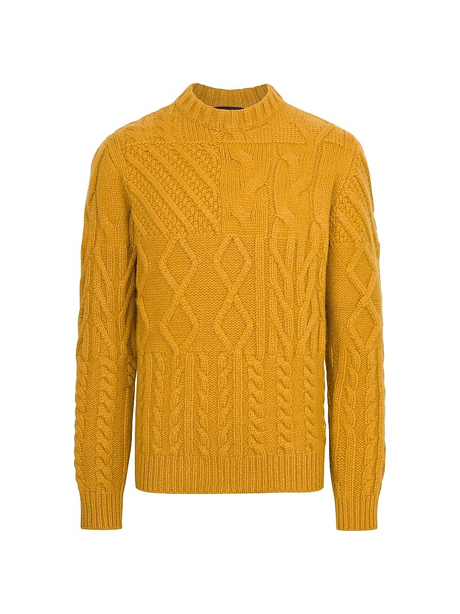Men's Refined Crew Neck Sweater - Yellow - Size 50