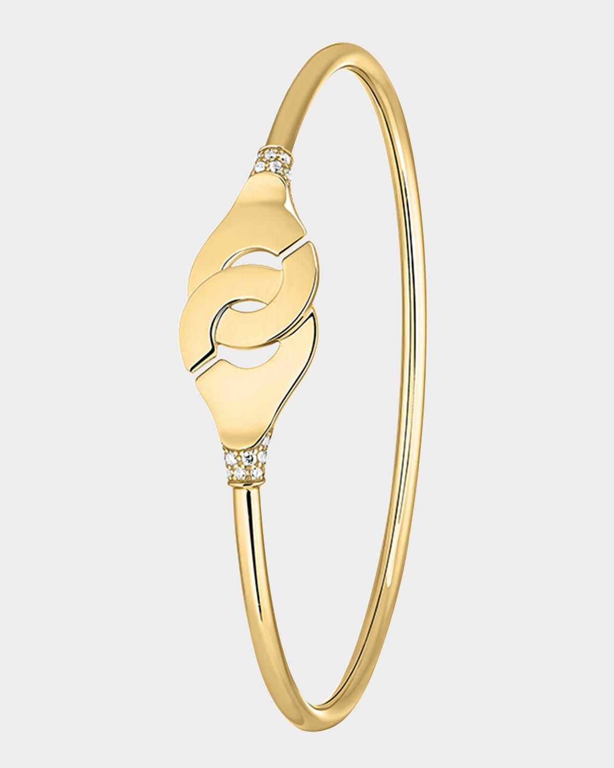 Yellow Gold Menottes R12 Flex Bracelet with Diamond Shoulders