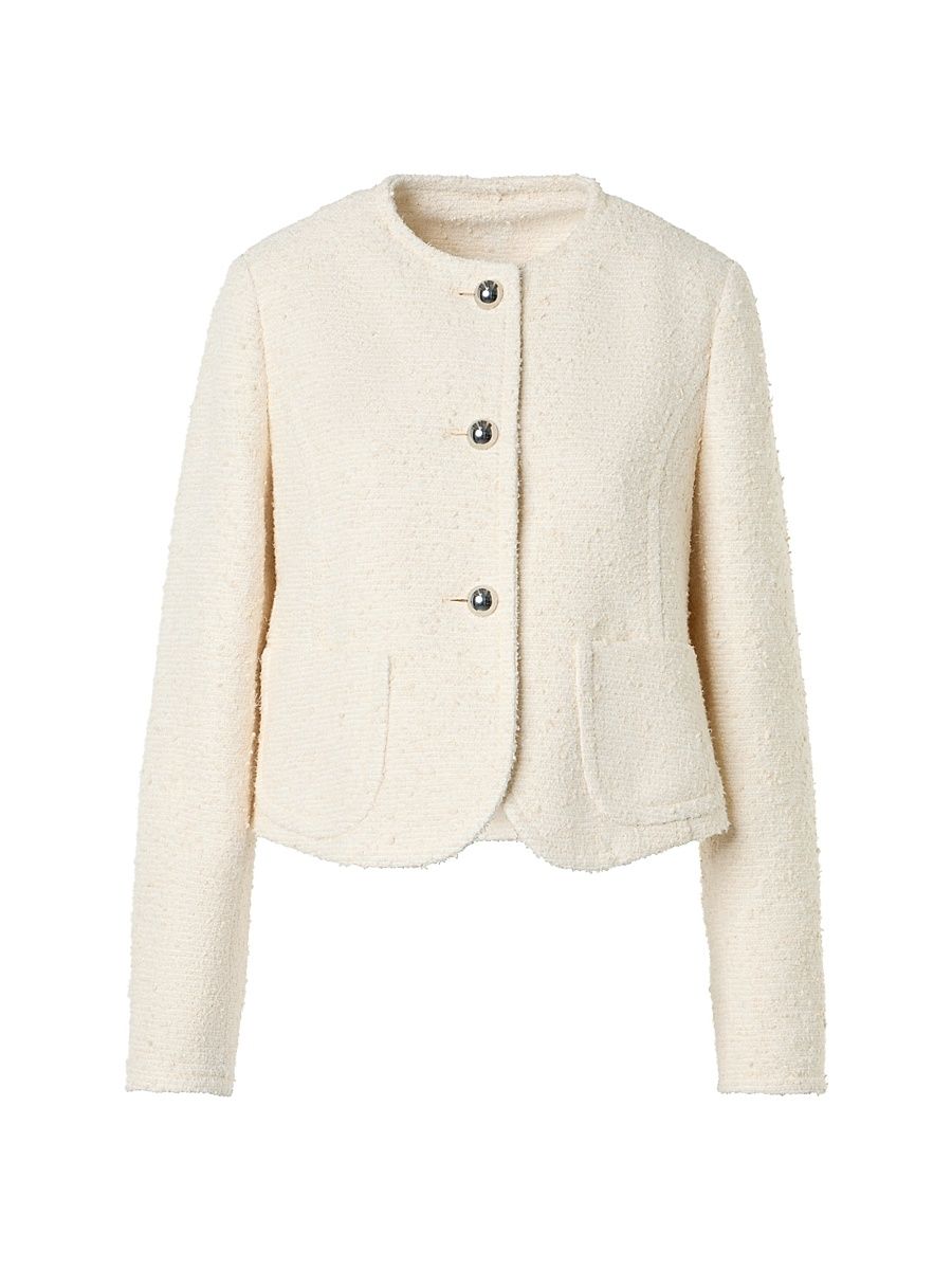 Women's Bouclé Crewneck Jacket - Ivory - Size 16
