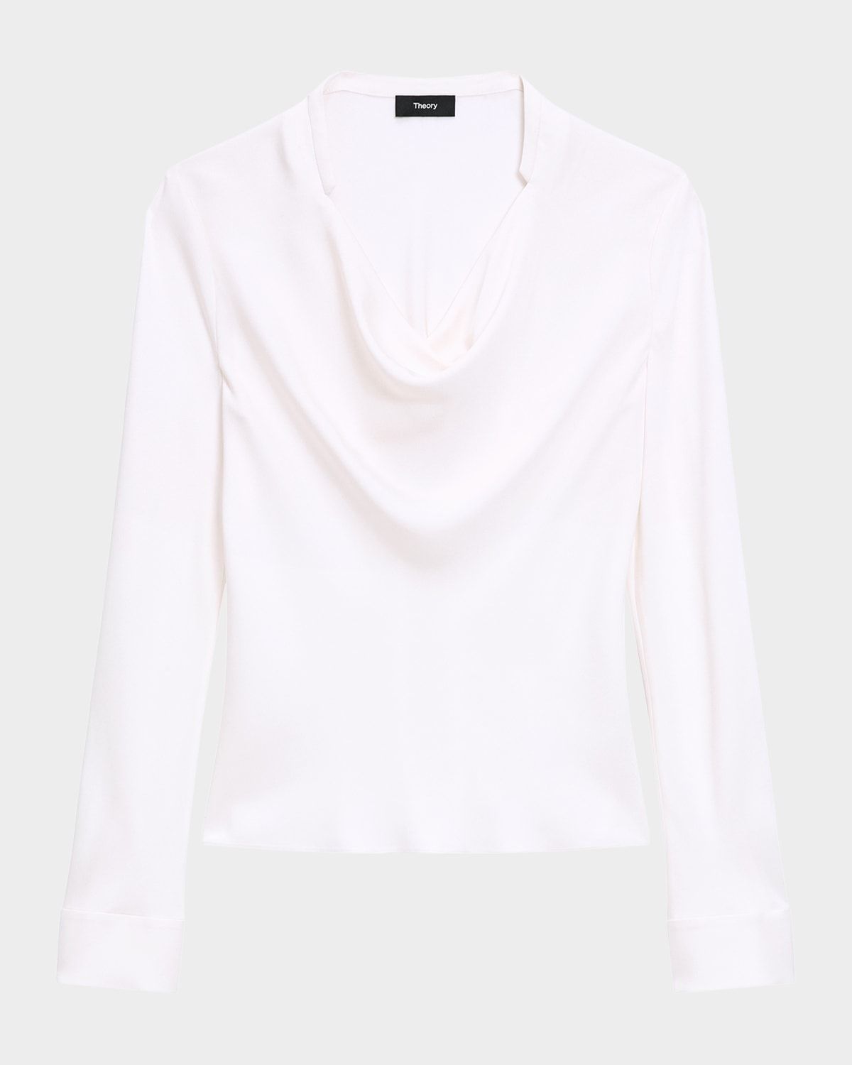 Draped Long-Sleeve Silk Blouse