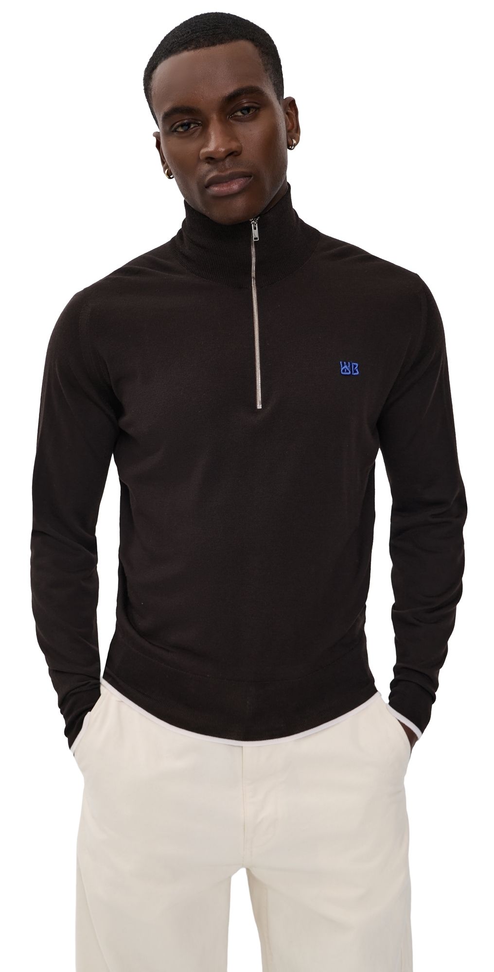 Wales Bonner Wales Bonner X John Smedley Park Quarter-Zip Sweater Dark Brown S