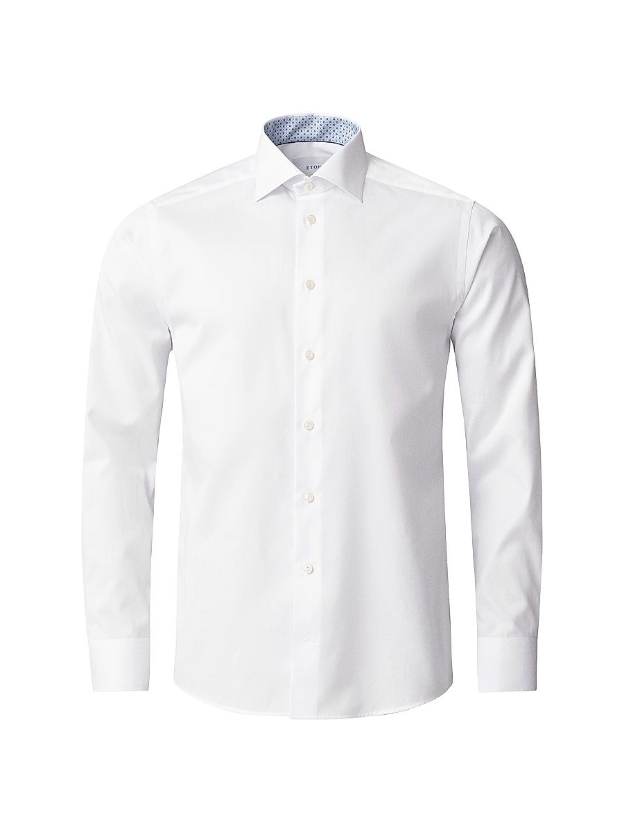 Men's Slim-Fit Medallion Detail Button-Front Shirt - White - Size 17.5
