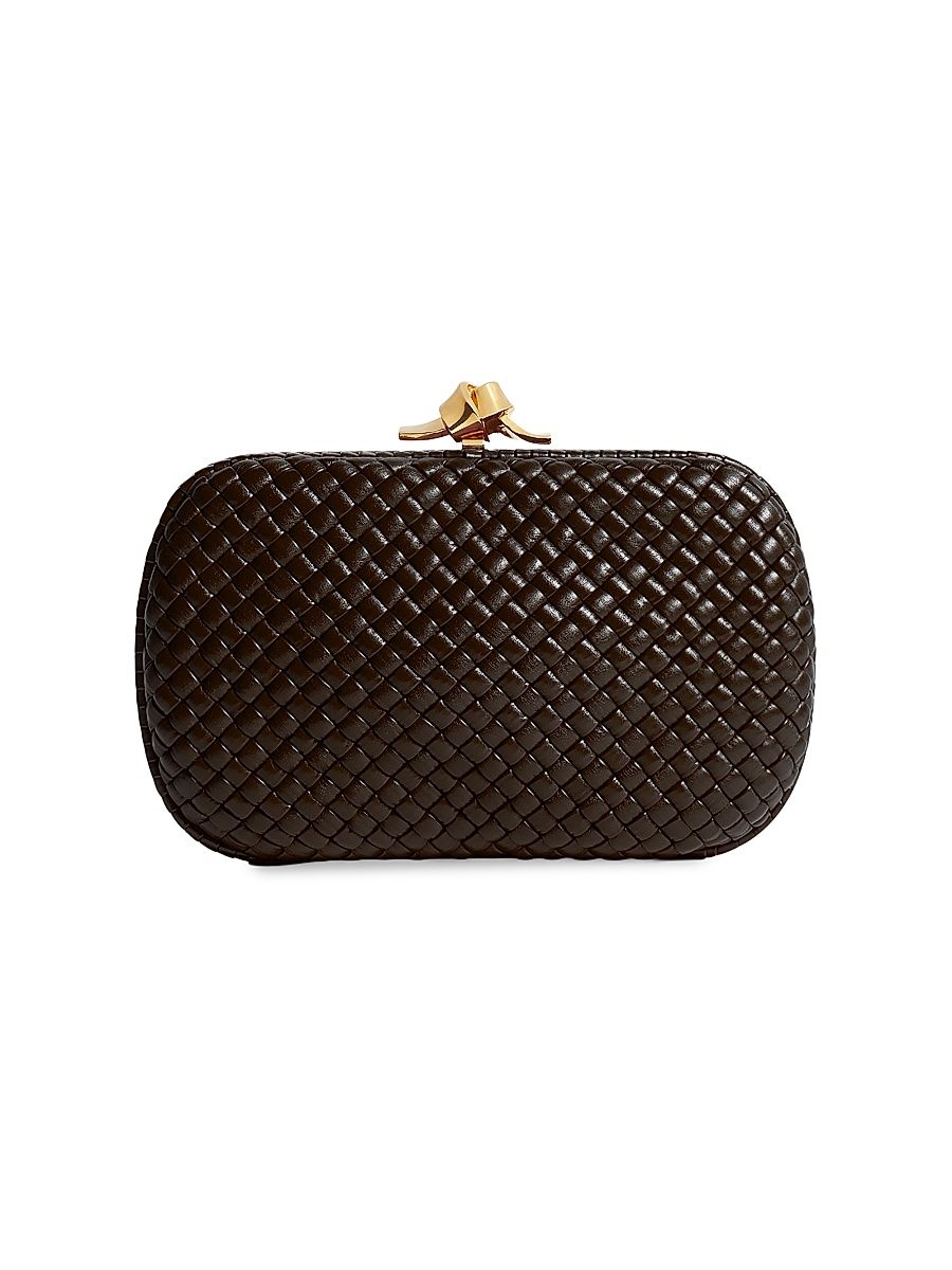 Women's Tosca Knot Intrecciato Leather Minaudière - Fondant Brass