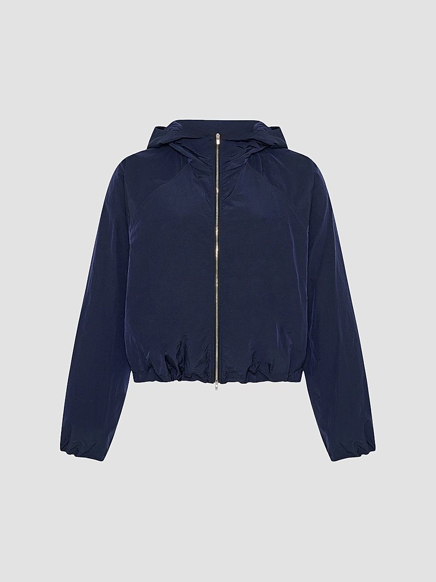 Women's Nylon Short Blouson Jacket - Navy - Size Medium