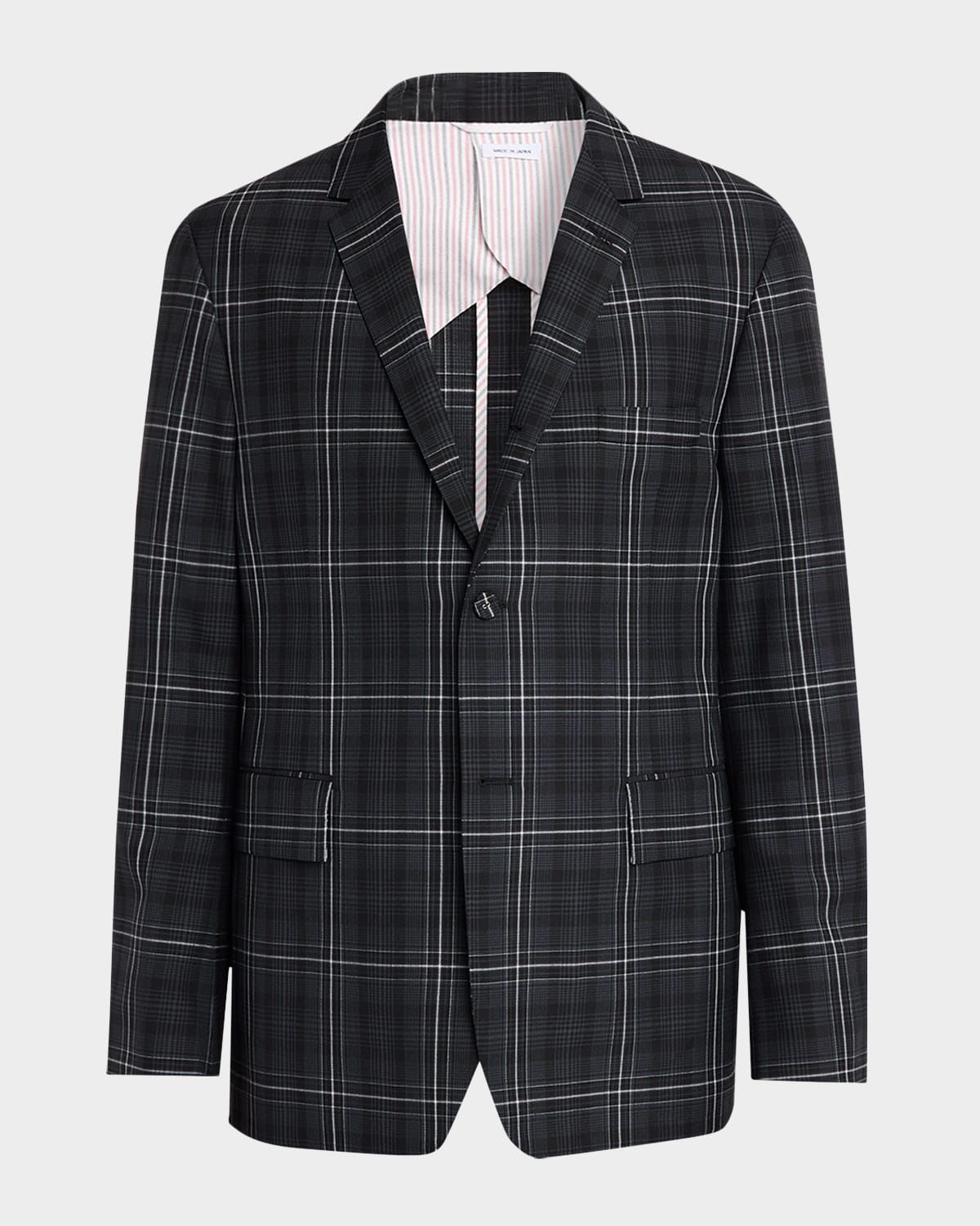 Men & apos;s Wool Windowpane Plaid Sport Coat