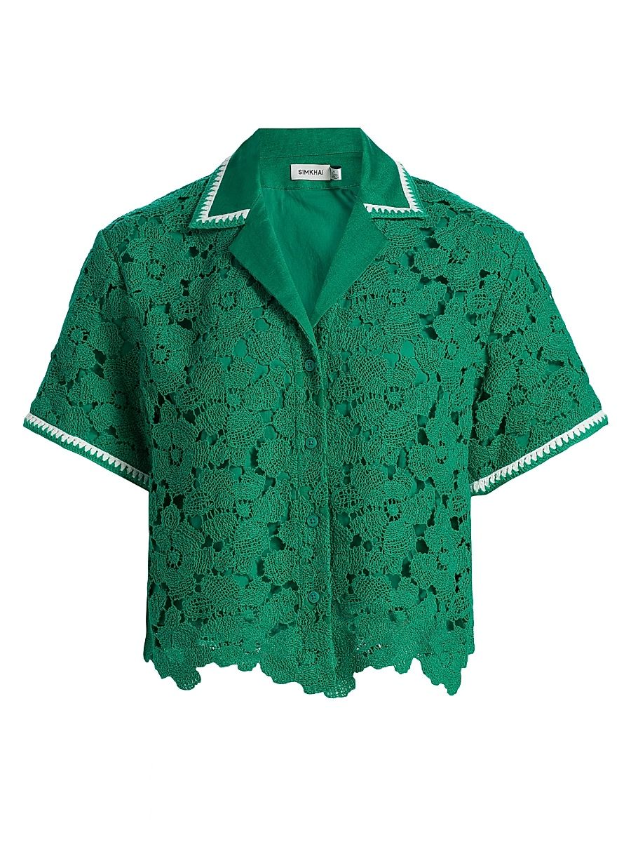Women's Glenn Lace Camp Shirt - Kelly Green - Size Large