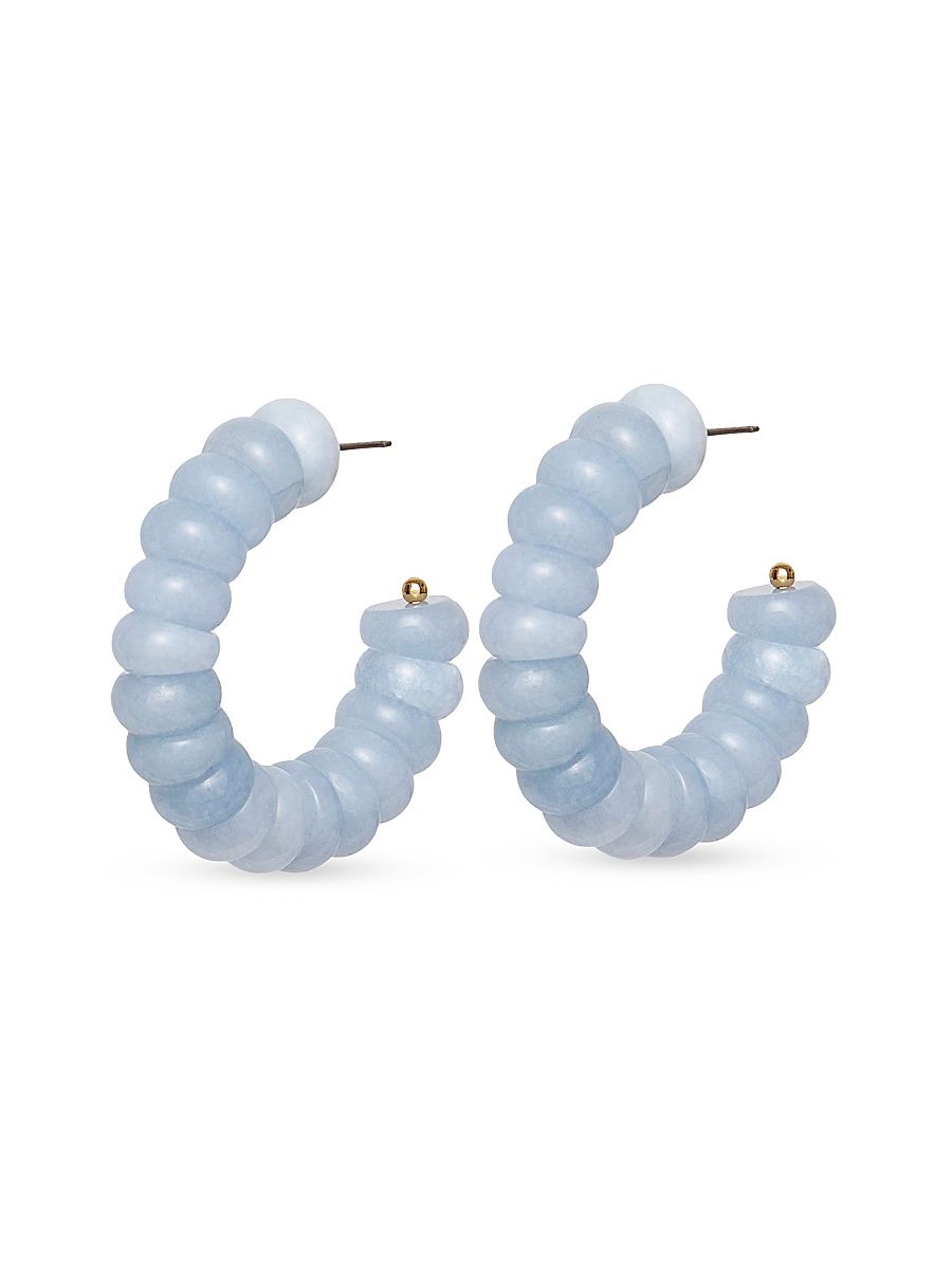Women's Blue Aventurine Beaded Hoop Earrings - Blue Aventurine