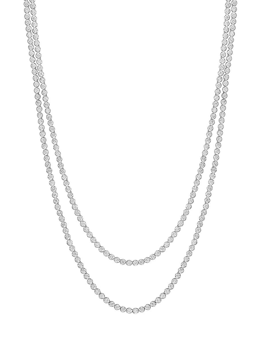 Women's 14K White Gold & 13.7 TCW Lab-Grown Diamond Two-Strand Necklace - White Gold