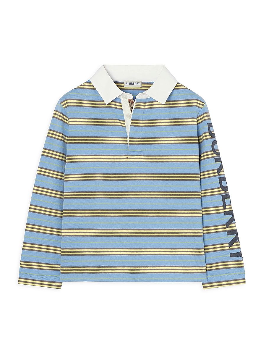 Little Boy's & Boy's Logo Striped Polo Shirt - Blue Stripe - Size 10