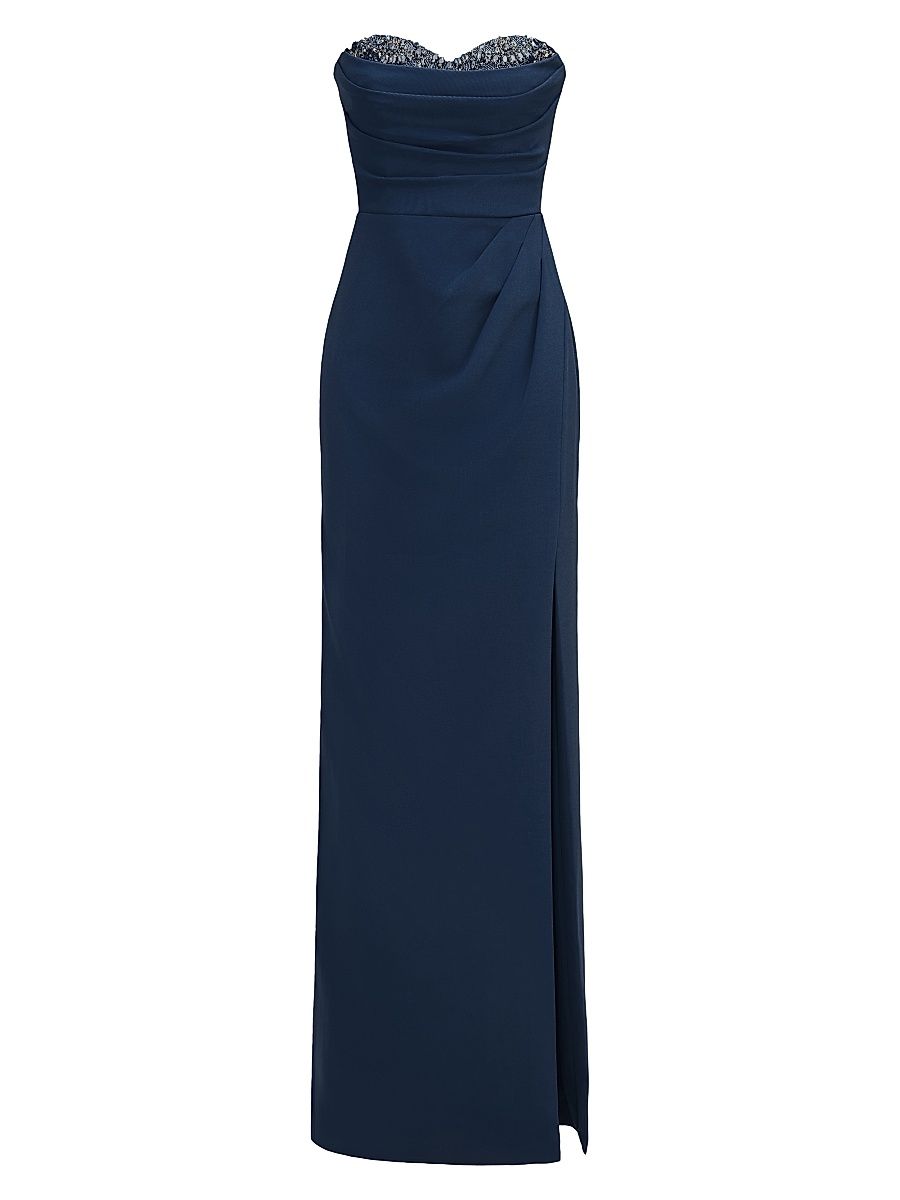 Women's Anastasia Embellished Strapless Gown - Navy - Size 16