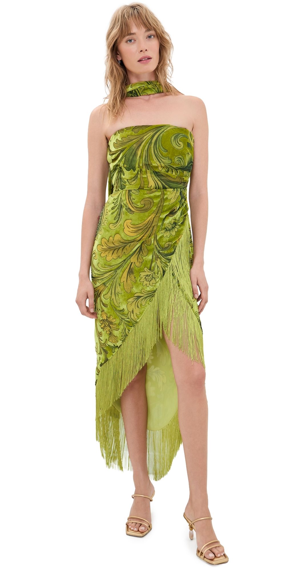 Retrofête Statice Velvet Dress Envy Paisley Burnout M