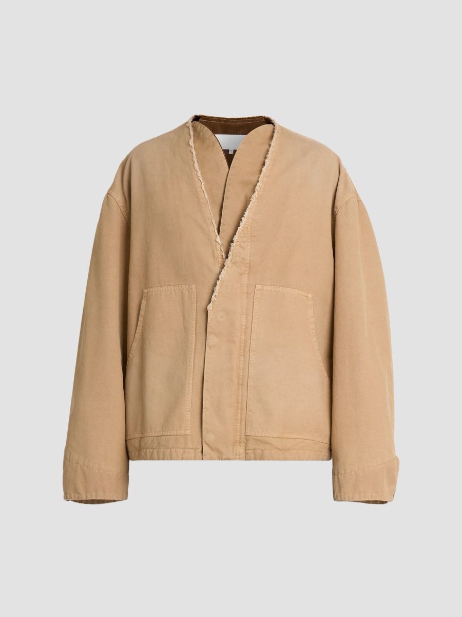 Maison Margiela Men's Drop-Shoulder Cotton Canvas Jacket - Beige - Size 42