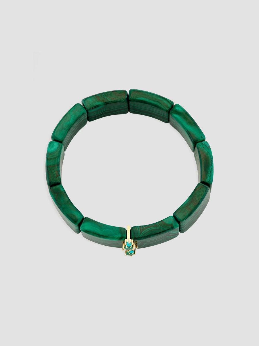 Sydney Evan Women's 14K Yellow Gold, Malachite, Emerald, Turquoise & 0.10 TCW Diamond Beaded Bracelet - Gold
