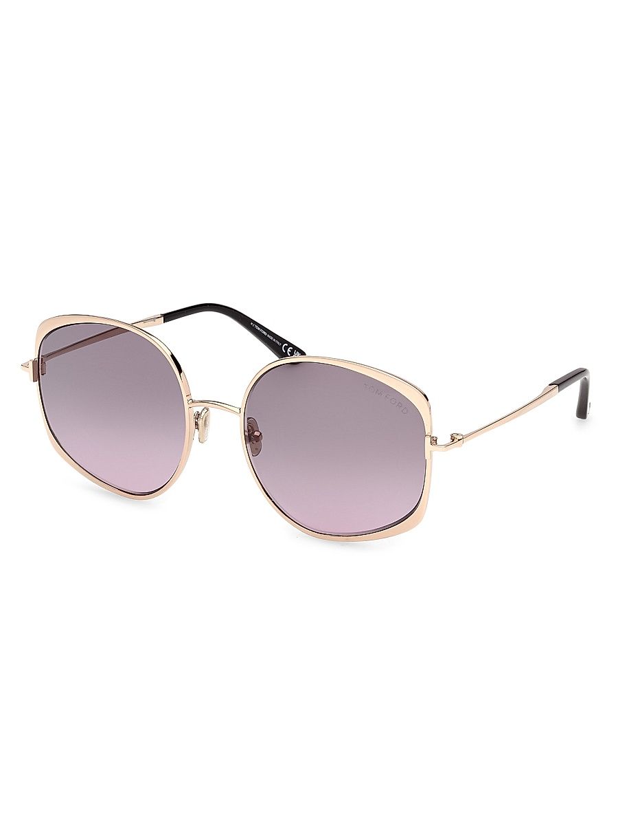 Women's Abbey 58MM Geometric Sunglasses - Gold Purple