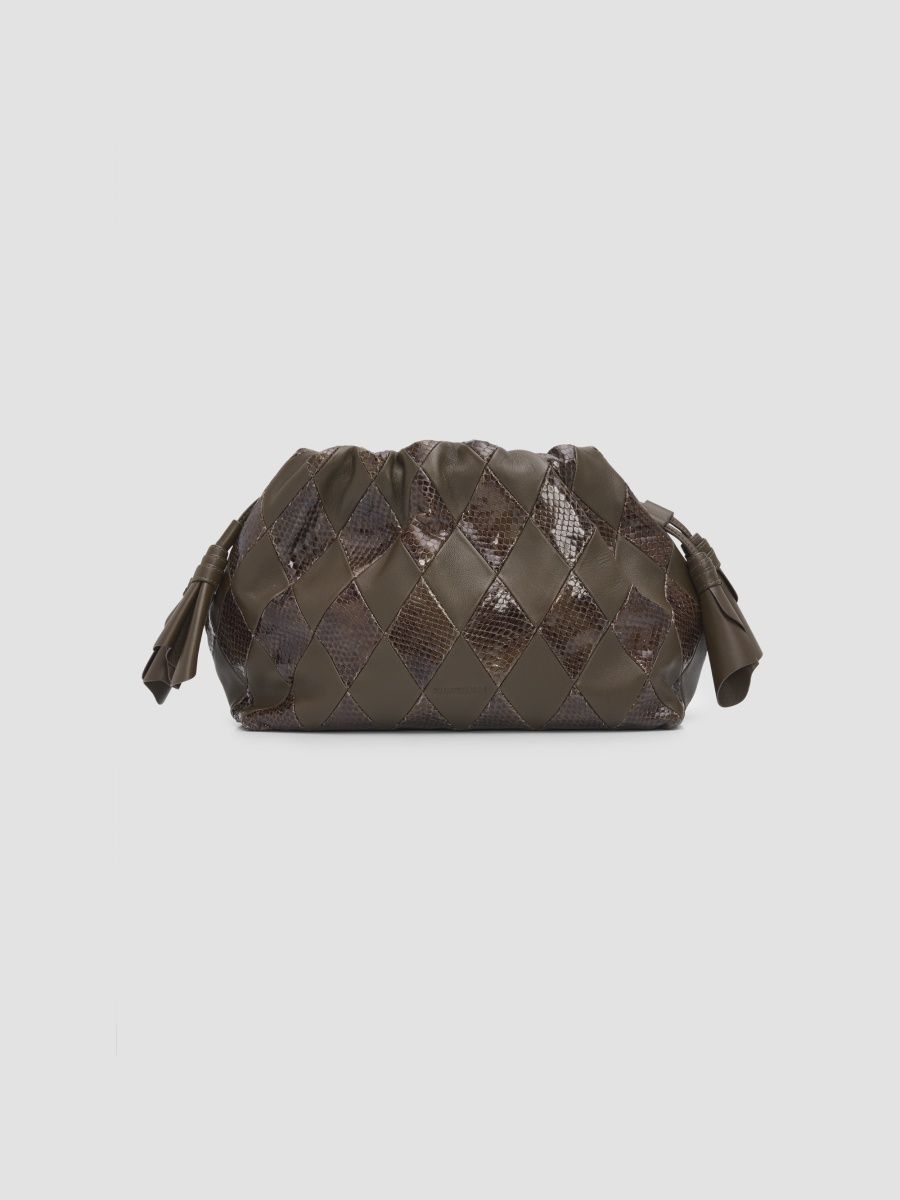 Zimmermann Women's Cloud 91 Medium Snakeskin-Embossed Clutch - Dark Olive