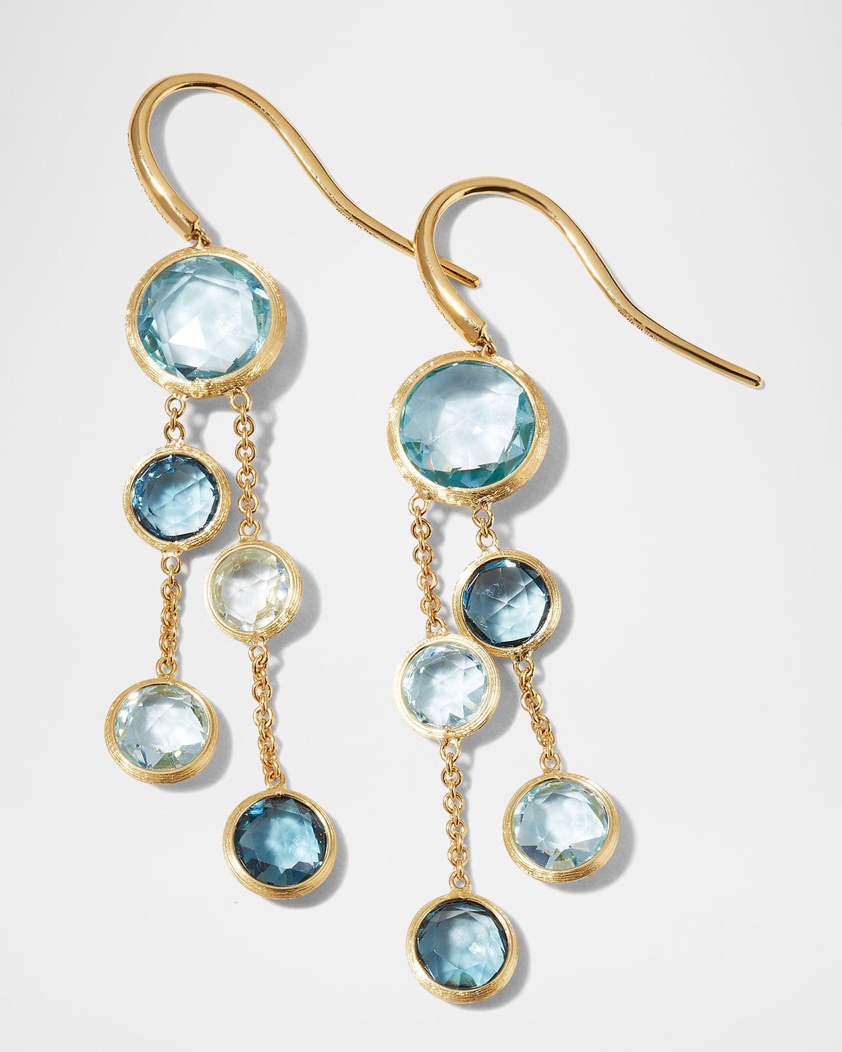18K Yellow Gold Jaipur Blue Topaz Dangle Earrings